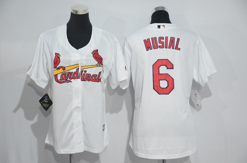 Womens 2017 MLB St. Louis Cardinals #6 Musial White Jerseys->women mlb jersey->Women Jersey